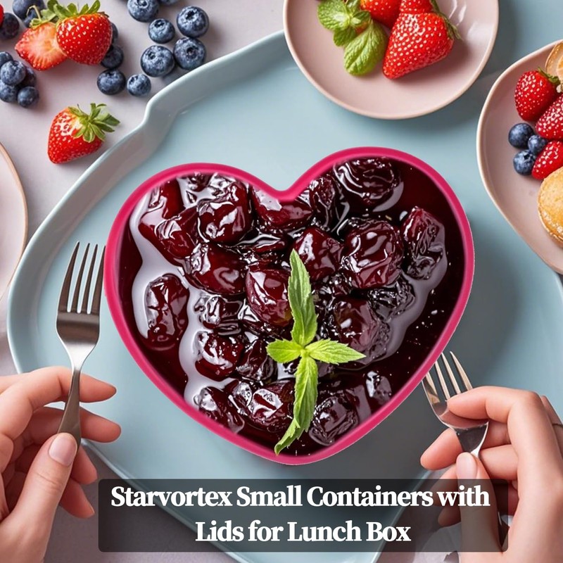 Eclovane 10Pc Small Food Containers with Lids – 90ML Heart-Shaped