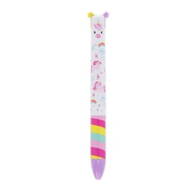 Legami - Two Tone Click&Clack Pen, Purple and Pink Ink, Click&Clack Pen, Ideal for School, Office, Home, Two-Tone, 1mm Tip Diameter, Unicorn Motif