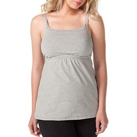 Loving Moments by Leading Lady Women's Fitted Cami with Lace Neckline, Heather Grey, M