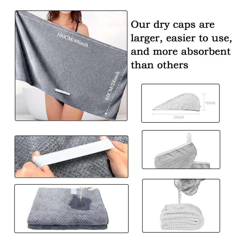 FveVqe Microfibre Hair Towel - Super Absorbent, Elastic Strap for