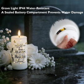 Rhytsing Grave Light - Outdoor Fiber Optic Flameless Memorial Candle with Timer Function for Funeral, Water-Resistant Sympathy Gifts for Loss of Loved One, Batteries Included, D 3 inches x H 6 inches