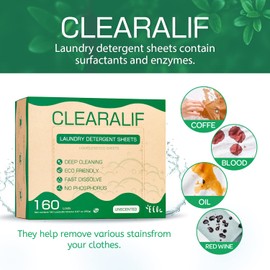 CLEARALIF Laundry Detergent Sheets up to 160 Loads (80sheets), Unscented, Laundry Detergent Strips Eco Friendly & Hypoallergenic