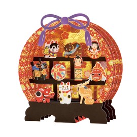 Sanrio 106810 Japanese Style Christmas Card, Local Toy on Round Shelf, Message Card, Greeting Card JXJ 19-4