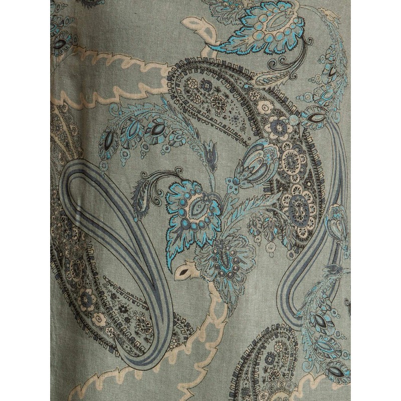 Caspar SKL022 Women's Summer Linen Dress with Paisley Print up