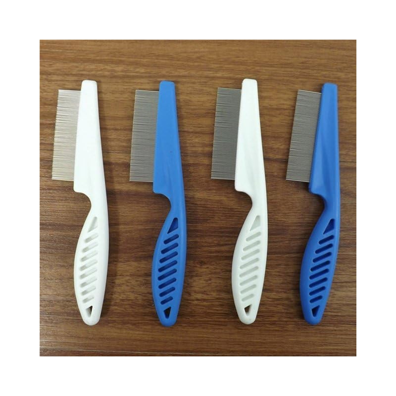 White Long Handle Metal Hair Nit Comb Remove Head Nits