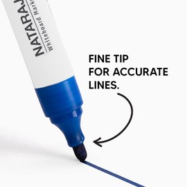 Nataraj 12 x Blue Whiteboard Marker Pens 2mm Bullet Tip Erasable Dry Wipe Marker For Office and Home - Sold By VR Angel
