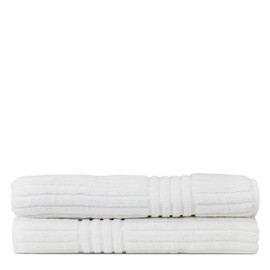 Luxury Hotel & Spa Towel 100% Pure Turkish Cotton Ribbed Channel Pattren - Bath Towel (Bath Towel - Set of 2, White)