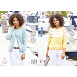 King Cole 5747 Adult DK Cardigan Sweater Knitting Pattern