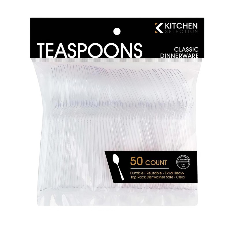 Premium Disposable Clear Plastic Teaspoons (50 Count) | Transparent, Durable,