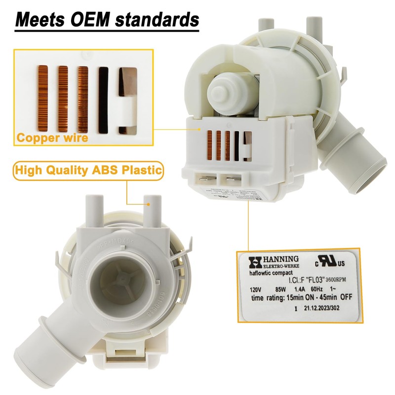5859EA1004F Drain Pump by SupHomie - Compatible with LG Washing