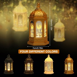 Vmxlso 4 pieces Ramadan decorative lantern, Ramadan lantern decoration, Eid Mubarak lamp moon star, for table decoration, Islamic Eid Mubarak gifts
