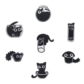 CVDYWDJIE 7 Kitten Brooches, Funny Cartoon Brooches, Cute Brooches for Women, Funny Brooches, Can Be Used to Decorate Bags, Clothes and Hats