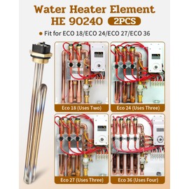 ULXIOM 𝗧𝗶𝘁𝗮𝗻𝗶𝘂𝗺 HE 90240 Water Heater Heating Element Fit for Rheem RTEX & RETEX-18-24-27-36, for Ecosmart ECO 18 24 27 36 Eemax, 9kw 240V, 2 Pcs