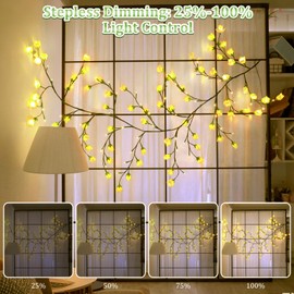 7.55 FT 144 LED Lily of The Valley Tree Branch Light for Wall Art,8 Modes Artificial Lily Of The Valley Lights with Remote and Timer,Flower Fairy Vine Light for Bedroom,Indoor LED Landscape Decor