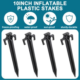 Vicenpal 10 Inch Christmas Inflatable Plastic Stakes Replacement Yard Stakes Inflatable Accessories for Outdoor Inflatables Camping Tent Pegs Spike Stakes Xmas Garden Yard Decor (Black, 24)