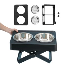 The Paw Collective Elevated Dog Bowl, Adjustable Height, Stainless Steel Raised Water Food Bowl, Non-Slip Dog Feeder for Large Medium Dogs Adjusts from 3" to 10", Black, Easy to Clean