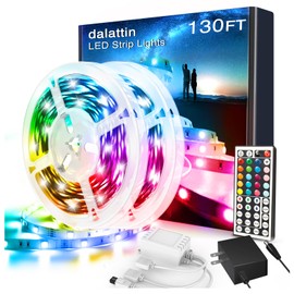 dalattin Led Lights for Bedroom 130ft RGB Led Strip Lights Color Changing Kit with 44 Keys Remote Controller and 24V Power Supply Led Light Strips Indoor Decoration,2 Rolls of 65ft