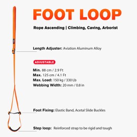 GM Climming - Eslinga ascendente ajustable para cuerda ascendente, arborista, espeleología, equipo de escalada, cuerda SRT, ajuste de rana