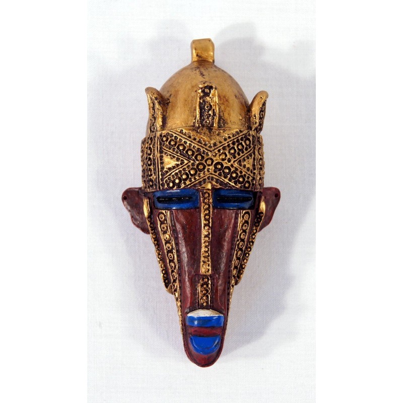 Handpainted Poly Stone African Mask Arts Assorted Magnet (Set of