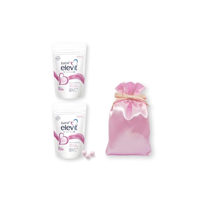 【公式】 エレビット 葉酸 サプリ 90粒×2袋 + ギフトバッグ付き 60日分（妊娠 妊活 ビタミン