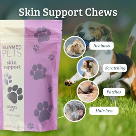 Sunmed Skin Support Dog Allergy Relief Chews – Natural Seasonal Allergy Relief with Nettle, Quercetin, & Green-Lipped Mussel – Soothes Itchy Skin, Supports Health – 40 Count