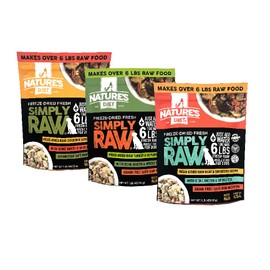 Nature's Diet Simply Raw® Freeze-Dried Raw Whole Food Meal - 1 lb Sample 3 Pack Fresh Raw Food with Muscle, Organ, Bone Broth, Whole Egg, Superfoods, Fish Oil Omega 3, 6, 9, Probiotics, Prebiotics