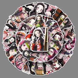 Kamado Nezuko Stickers, Pack of 50 Vinyl Funny Anime Stickers for Skateboard, Scrapbook, Laptop, Phone, Motorcycle, Suitcase, Computer, Car Luggage, Cute Waterproof Cartoon Stickers for Adults