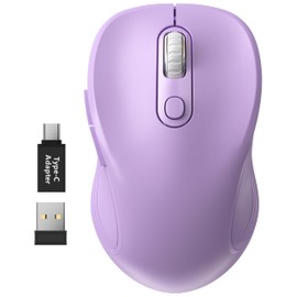 WisFox 2.4G Wireless Mouse for Laptop, Ergonomic Computer Mouse with USB Receiver and Type-C Adapter, 3 Adjustable Levels, 6 Button Cordless Wireless Mice (Violate)