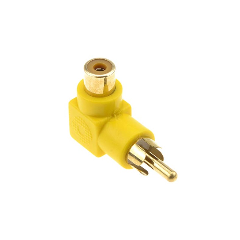 kenable Right Angled RCA Phono Adapter Yellow Video Plug to