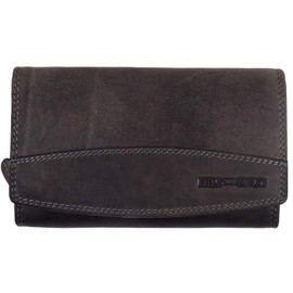 BelleBay Women's Large Leather Wallet, Real Leather, XXL, Long Women's Purse with Many Card Slots, Vintage Women Wallet with RFID Protection, Grey (1), coin purse