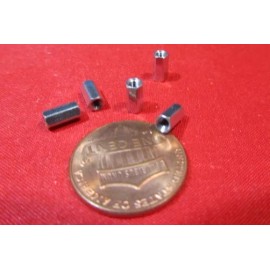 Basic Zinc Plate Female Threaded Standoff, 1/8" Hex,  1/4" Length, 2-56, FT, 12 pcs
