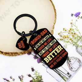 OEHEDOU Bonus Dad Gifts From Daughter Son Stepdad Gifts For Men Birthday Gift For Daddy Stepfather Bonus Dad Stepdad Keychain For Stepfather Gift From Daughter Son For Men Daddy Fathers Day