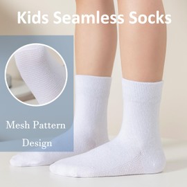 Girls Seamless Socks Crew Dress Socks 5-8 Years Kids White School Cotton Soft Socks Black 4 Pairs