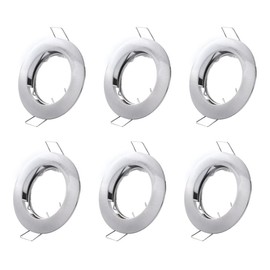 Hsthe Sea Set of 6 Recessed Light Frames, Ceiling Mounting Frame, Recessed Spotlight Set, Mounting Frames in Aluminium (LED/Halogen/GU10/MR16/PAR16/50 mm) Silver