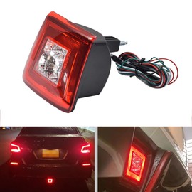 Hacreyatu LED Bumper Fog Light Compatible with 2009-2016 Nissan 370Z & 2013-17 Juke Nismo, Red Brake/Rear Fog & White LED as Backup Reverse Lamp (Red Lens)