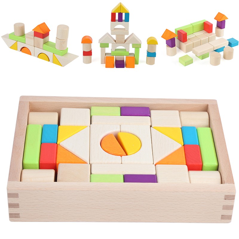 MultiColor Building Blocks Toy Wooden Boxed Children Kid Educational Toy