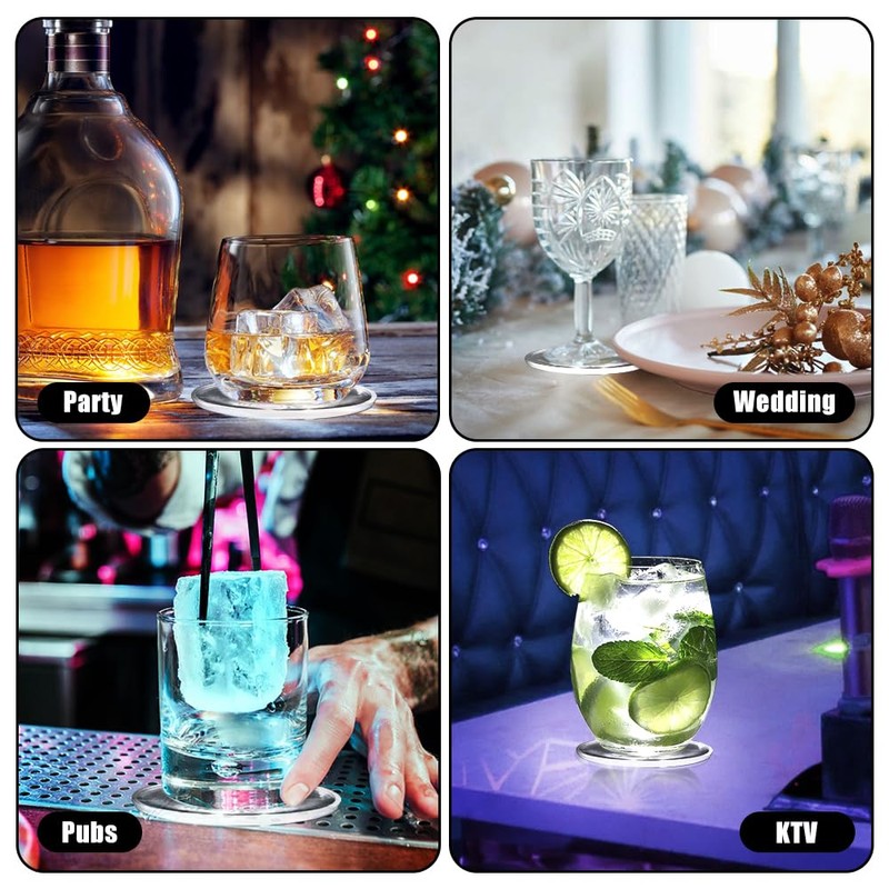 yotutun Set of 6 Cool White LED Coasters Luminous LED