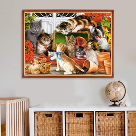 Jigsaw Puzzles for Adults 1000 Piece Cats in Garden 27.56 x 19.69 Inch Puzzles for Adults Educational Challenge 1000 Pieces Puzzles for Adults Kids