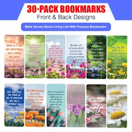NewEights Bible Verses About Living Life with Purpose Bookmarks (30-Pack) - Daily Motivational Card Set – Collection Set Book Page Clippers – Ideal for Church Gifts Sunday Ministries