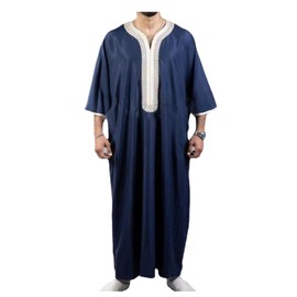 Greatfool Kaftan Men's Prayer Clothing for Men with Premium Quality Processes Elegant and Traditional Abaya Men, blue