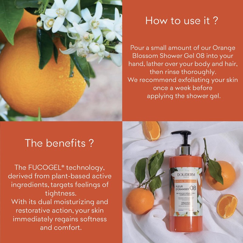 Doliderm Paris - Creamy Shower Gel, 33.8 Fl Oz (Orange