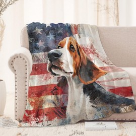 Beagle Patriotic Blanket 50X60 in, Flannel Throw Blankets for Travel Camping Sofa Living Room Decor, Lightweight Cozy Soft Fuzzy Gifts for Women Adults Kids