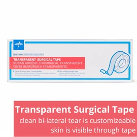 Medline - PRM260201H Cinta adhesiva transparente de cuidado, 1 pulgada x 10 yardas (caja de 12 rollos)