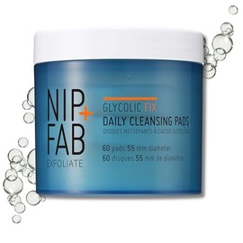 Nip + Fab - Glycolic Fix Daily Cleansing Pads - Glycolic Acid Exfoliating Pads - Daily Facial Cleanser - With Hyaluronic Acid and Blue Daisy - Biodegradable Skincare Pads - 60 Pads