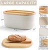 HouseJoy Bread Box for Kitchen Countertop-14.7×9.3×6.3In,Bamboo Fiber White Homemade Bread