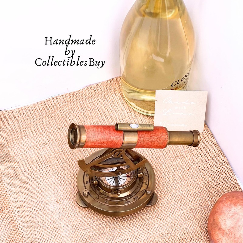 Marine Alidade Compass Telescope Vintage Survey Instrument Navigation Collectible Decor