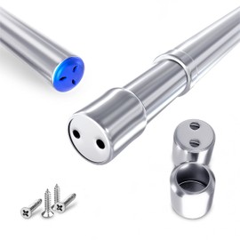 Rocoel Wardrobe Rail and Fittings 30-50 cm – Stainless Steel Extendable Clothes Rail Pole with End Sockets & Screws - Heavy Duty & Rust Resistant for Wardrobe, Shower, Balcony, Windows