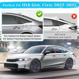 Alicatong Rear Side Window Louvers for 11th Gen Civic Sedan Compatible with Honda Civic 2022-2025 Exterior Accessories Air Vent Window Scoop Shades Blinds Cover (Carbon Fiber)