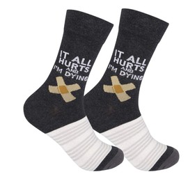 FUNATIC It All Hurts And I'm Dying Funny Medical Themed Socks for Women Men | Novelty Hypochondriac Gift Idea with Saying | Unique Hospital Worker Apparel | Best Future Nursing Graduation Day Present