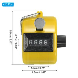 PATIKIL Clicker Counter, 16 Pcs 4 Digit Mechanical Handheld Tally Click Pitch Counter for Coaching Knitting, Golf, Lap, Fishing, Yellow